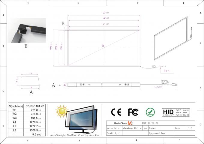 58in Black Easy Integration Infrared Touch Frame Kiosk Touchscreen ...